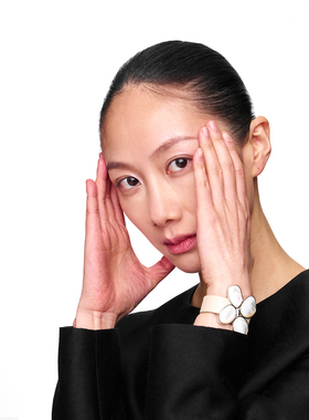 SUDROV素觉真皮白贝银手镯女