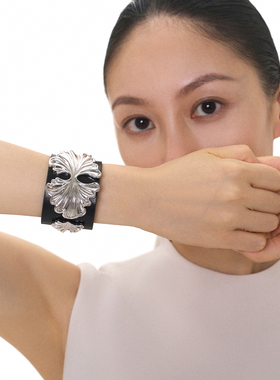 SUDROV素觉银杏叶真皮银手镯