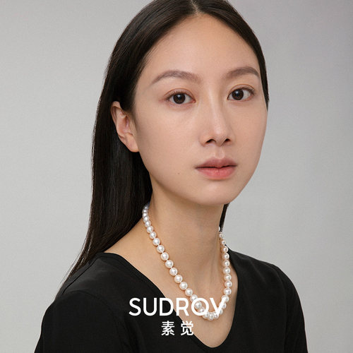 SUDROV素觉珍珠项链圆形淡水珍珠颈饰妈妈款女优雅颈链锁骨链女潮 - 图0
