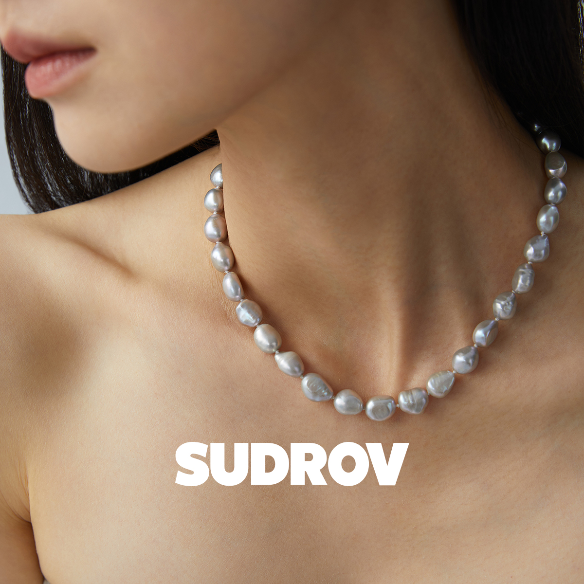 SUDROV素觉小众高级感巴洛克珍珠项链女灰色个性时尚手链送妈妈-图0