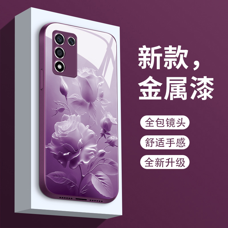 雾色玫瑰oppok9s手机壳新款oppok9pro玻璃oppok9网红高级感k9全包防摔k9s硅胶5G创意por男女款0PP0手机套 - 图0