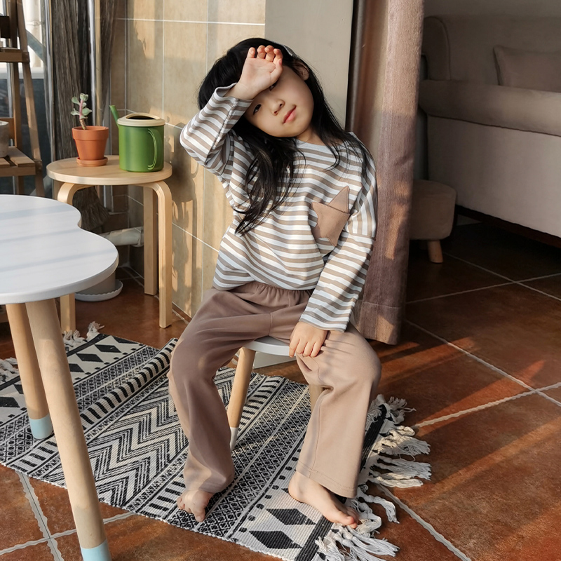 日韩风 呼西贝分体睡衣春季 圆领儿童家居服套装亲肤棉分体睡衣 - 图2