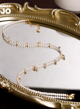 纯真年代人造珍珠流星项链女款轻奢小众设计精致高级感百搭锁骨链