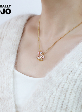 马卡龙色小木马项链女生少女心小众设计高级感锁骨链马年生肖配饰