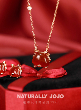 纯银吉祥萌龙红玛瑙项链