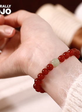 和田玉莲花红玛瑙手串女本命年上岸转运珠串珠手链新中式国风手饰