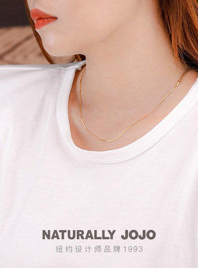 18K金细款无吊坠项链女素链无吊坠满天星锁骨链2025年新款裸链潮