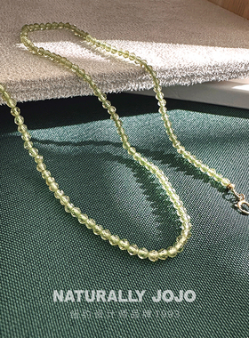 纯银绿色橄榄石项链女高级感轻奢小众设计颈链锁骨链2025新款爆款