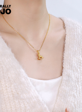 镀18K真金马年生肖国风锆石木马项链女轻奢小众设计锁骨链本命年