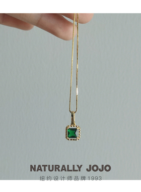 纯银祖母绿吊坠项链女生轻奢小众设计精致复古锁骨链2025新款爆款