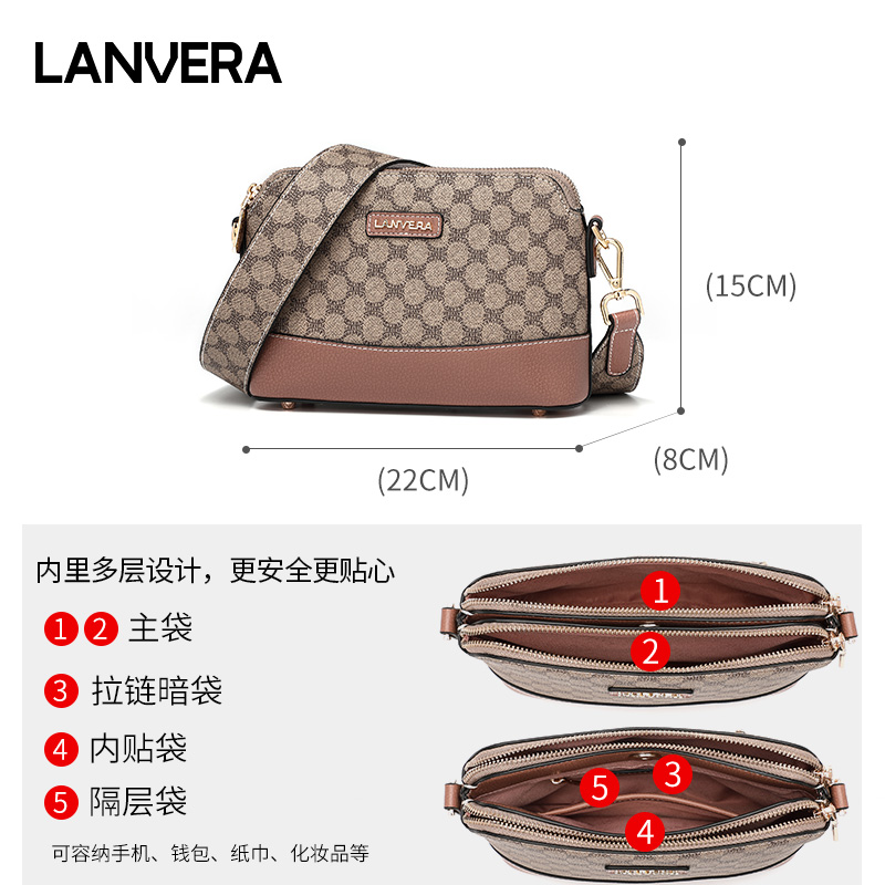 lanvera旗舰店LANVERA女士包包新款 时尚流浪包多层单肩女包斜挎妈妈包2