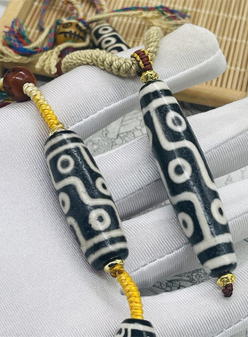 横穿九眼做旧老天珠项链项坠吊坠