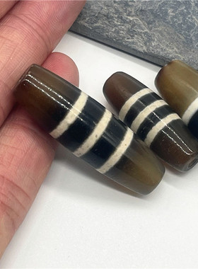 保真西藏玛瑙三线天珠配饰珠