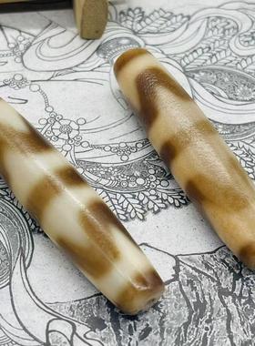 西藏天然黄玛瑙天珠包浆吊坠项坠