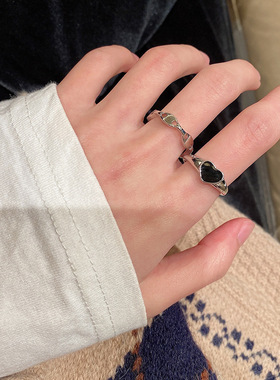 滴胶爱心戒指复古简约Ins冷淡风活口指环时尚个性设计感食指戒