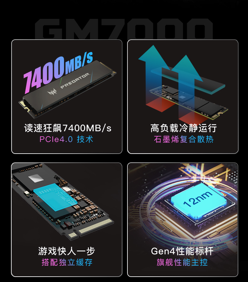 宏碁掠夺者GM7 GM7000系列PCIe4.0  M.2接口NVMe协议 ssd固态硬盘 - 图2