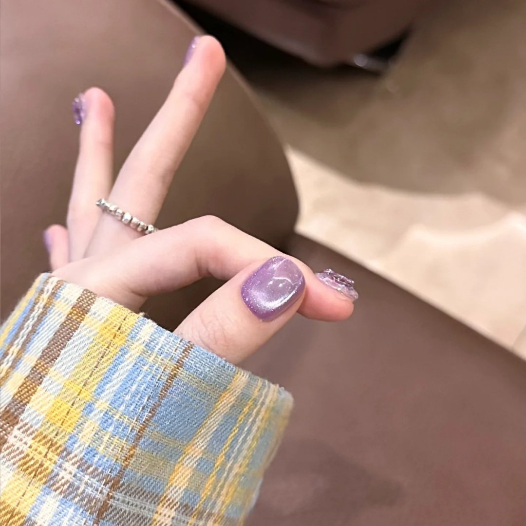 手工定制成品穿戴甲紫色显白短甲2025小众光疗假指甲贴片孕妇新娘,淘宝优惠券,粉丝福利购,淘宝优惠卷