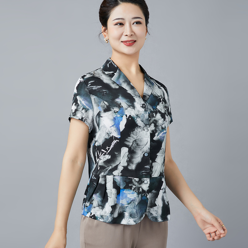 宛香丝重磅真丝上衣女桑蚕丝大码休闲衬衫2024夏季新款衬衣妈妈装-图2