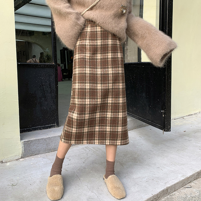 Woolen mid length fat mma one step skirt