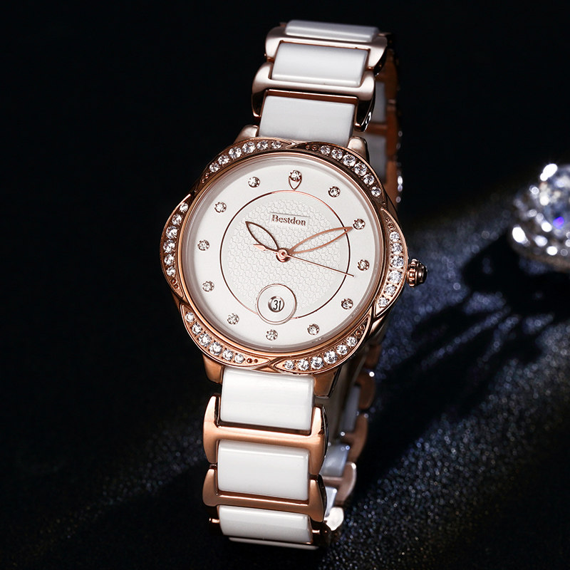 邦顿正品陶瓷女士轻奢小众石英表 bestdon帝瑞国产腕表