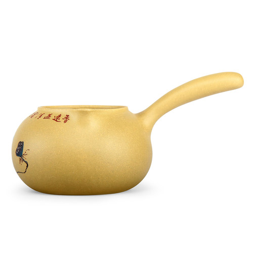 宜兴紫砂公道杯茶具纯手工侧把泥绘公杯茶漏分茶器功道公平分茶杯 - 图0