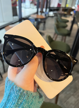 复古韩版新款太阳圆形墨镜女潮个性黄色眼镜男圆脸欧美网红同款潮