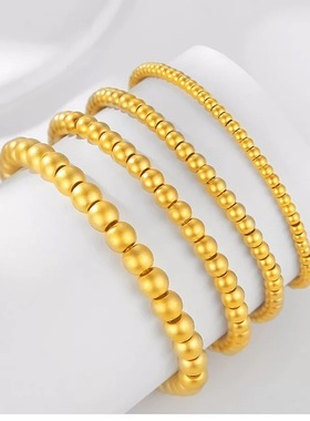 黄金古法实心金珠足金999金珠转运珠24k纯金隔珠圆珠男女diy手串
