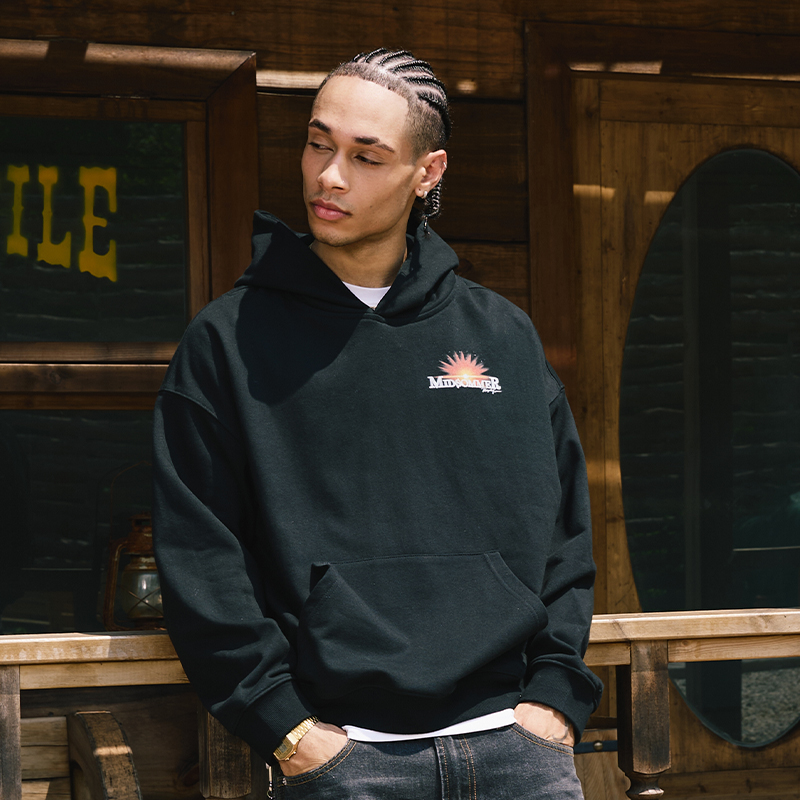 Remedy国潮秋冬款印花宽松帽衫外套美式潮牌休闲情侣连帽卫衣男女 - 图0