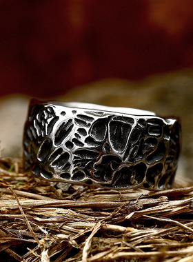 北欧复古维京图案钛钢戒指男士