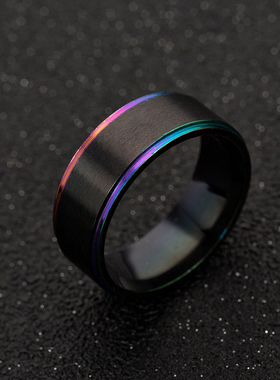 钛钢双色戒指欧美男士饰品情侣戒