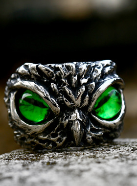 新款猫头鹰不锈钢戒指复古经典