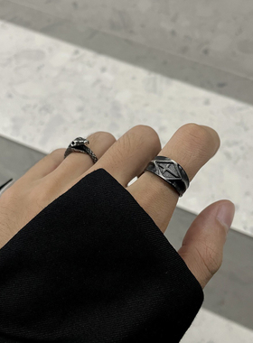 原创设计菱形十字架复古戒指男