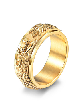 霸气龙腾转运钛钢男士不掉色戒指