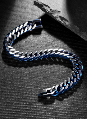 蓝色个性古巴链潮流时尚嘻哈配饰