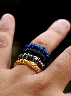 复古不锈钢骷髅头钛钢不掉色戒指