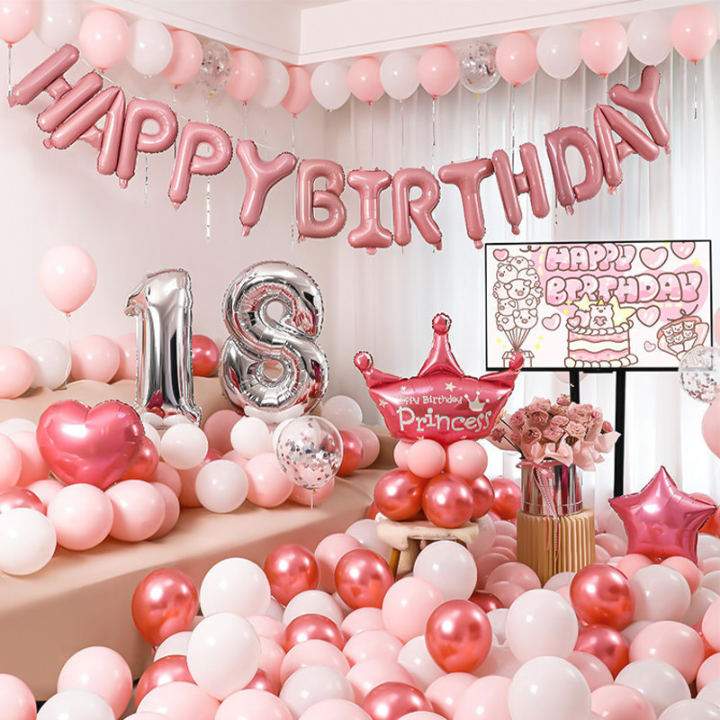 生日快乐气球派对18岁成人礼女孩男孩场景布置用品网红背景墙装饰,淘宝优惠券,粉丝福利购,淘宝优惠卷