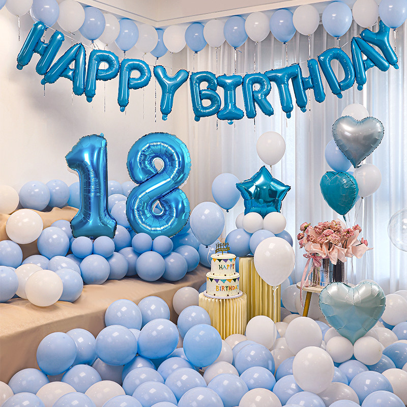 生日快乐气球派对18岁成人礼女孩男孩场景布置用品网红背景墙装饰,淘宝优惠券,粉丝福利购,淘宝优惠卷