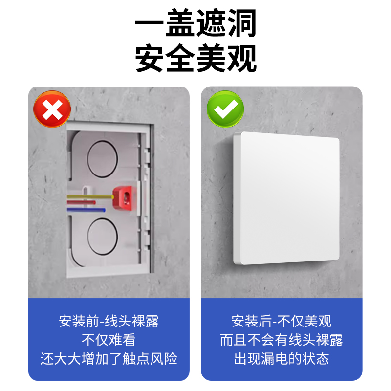 86型空白面板带出线孔穿线暗盒灰色86盒装饰盖堵洞超薄遮丑盖白板 - 图0