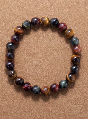 七彩三色虎眼石手链手串