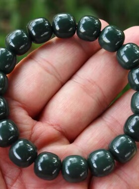 天然新疆和田玉塔青手链