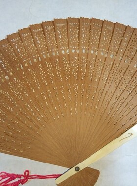 民国檀香木雕刻天然动物有机扇骨折扇老扇子