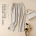 Quần linen harem nữ 2019 mùa hè cotton linen chân quần lỏng bảy điểm kích thước lớn eo cao cà rốt quần castor quần - Quần Harem