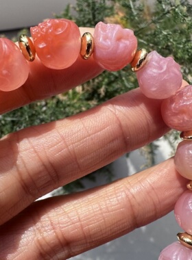 原创设计 红玛瑙精雕粉糯油叽叽尸林林藏文化尸陀林手串手链手绳