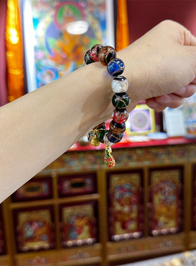 西藏香灰琉璃珠吞金兽手串手链
