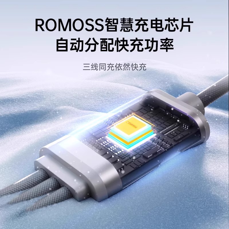罗马仕三合一数据线适用于华为超级快充车载充电线一拖三多头iPhone15/16适用于华为苹果OPPO小米 - 图2