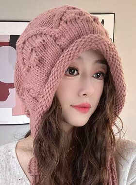针织护耳帽子女冬加厚保暖毛线帽