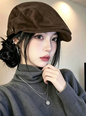麂皮绒前进帽子女款2026新款百搭