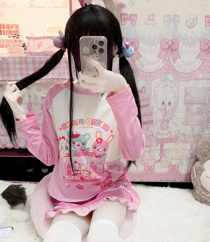 RichGirl少女复刻mp日系童趣甜美可爱软妹卡通长袖印花T恤 - 图2