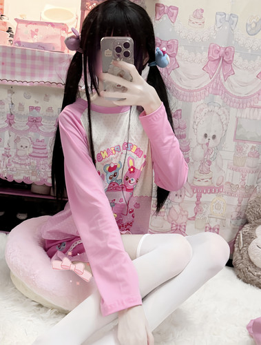 RichGirl少女复刻mp日系童趣甜美可爱软妹卡通长袖印花T恤 - 图3