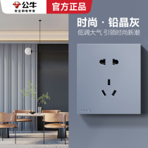 Bull Socket Official Flagship SWITCH SOCKET Air Conditioning 16A Socket Five Holes High-end Home G27 Lead Crystal Grey